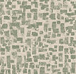 A slightly creased piece of fabric featuring a distressed irregular block maze mosaic in muted sage green and warm beige by lenes_linien.