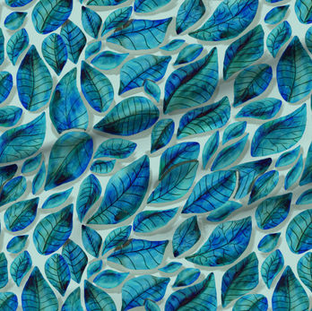 A slightly creased piece of fabric featuring a design of fallen, veined leaves hand-drawn by lenes_linien