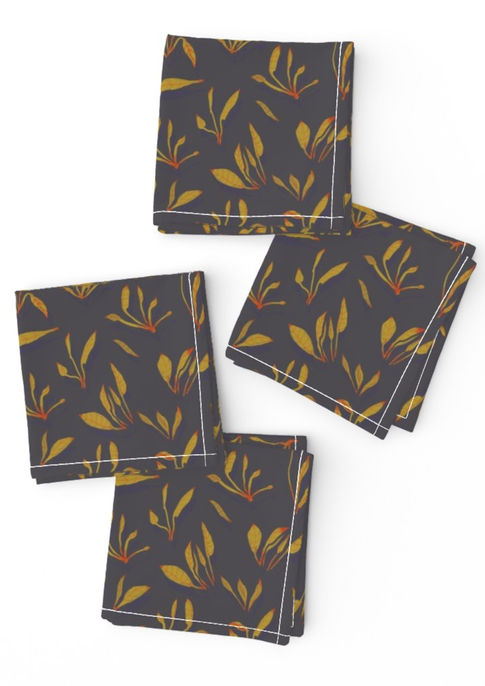 A slightly creased piece of fabric featuring scattered botanical sprigs by lenes_linien.