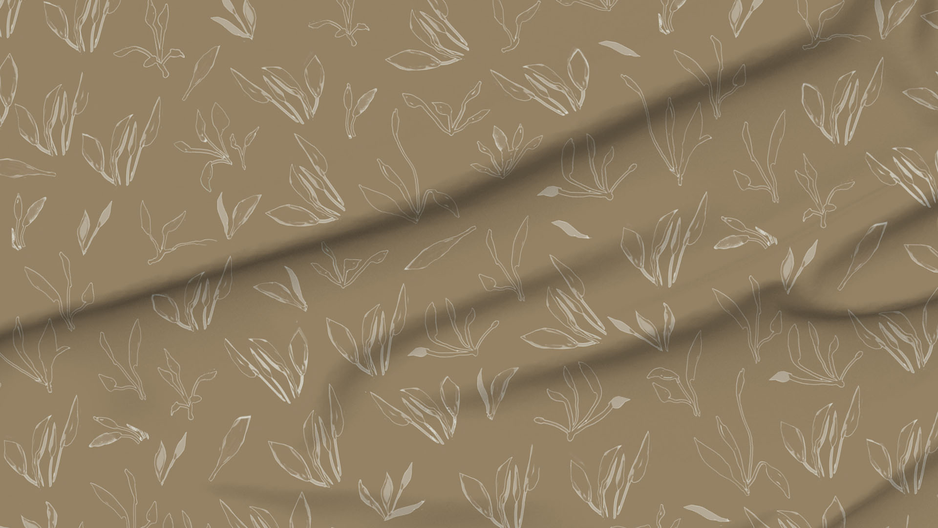 A slightly creased piece of fabric featuring leafy sprouts by lenes_linien.