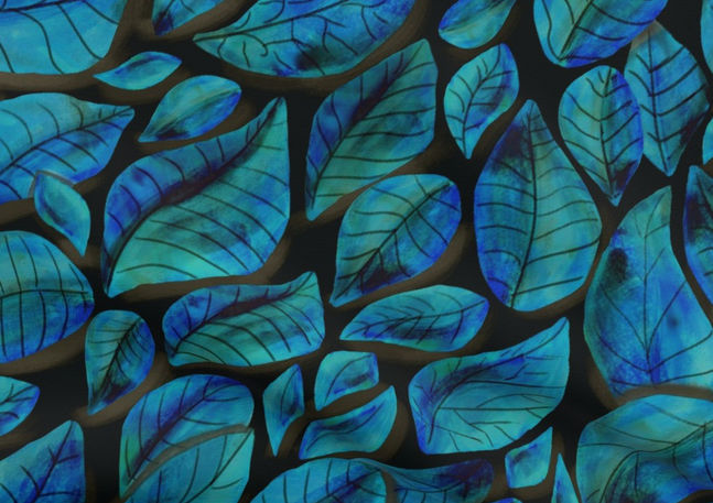 A slightly creased piece of fabric featuring a design of fallen, veined leaves hand-drawn by lenes_linien