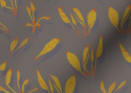 A slightly creased piece of fabric featuring leafy sprouts by lenes_linien.