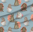 A slightly creased piece of fabric featuring the described easter bunny design.