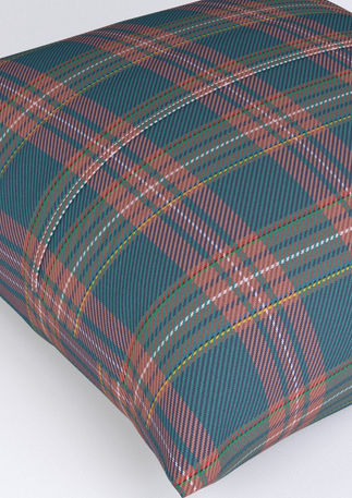 A slightly creased piece of fabric featuring a modern tartan design by lenes_linien.