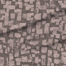 A slightly creased piece of fabric featuring a distressed irregular block maze mosaic in dusty mauve pink and espresso brown gray by lenes_linien.