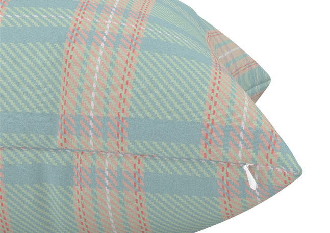 A slightly creased piece of fabric featuring a modern tartan design by lenes_linien.