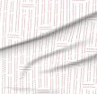 A slightly creased piece of fabric featuring irregular dashed red lines forming a broken grid on a white background by lenes_linien.