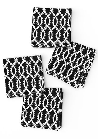 A slightly creased piece of fabric featuring a symmetrical elizabethan-inspired design of vertical duotone thorny vines by lenes_linien