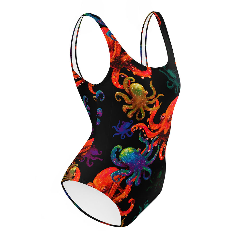 Thumbnail: Jumbo Deep Sea Octopuses One-Piece Swimsuit by lenes_linien Design LLSD004A