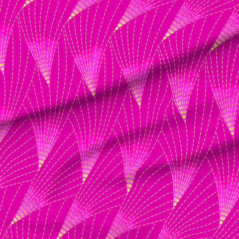 A slightly creased piece of fabric featuring stylized radiating fan and fish fin shapes by lenes_linien.