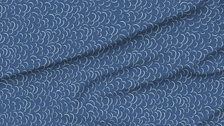 A slightly creased piece of fabric featuring scattered abstract crescent curves by lenes_linien.