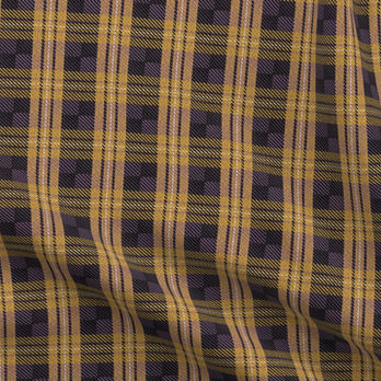 A slightly creased piece of fabric featuring a modern tartan design by lenes_linien.