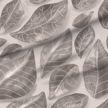 A slightly creased piece of fabric featuring a design of fallen, veined leaves hand-drawn by lenes_linien