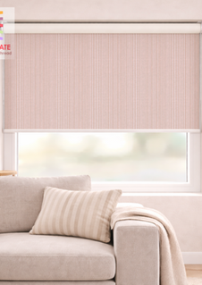 A slightly creased piece of fabric featuring irregular painted vertical stripes in soft peach and ivory by lenes_linien.