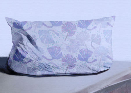 A slightly creased piece of fabric featuring bursting floral palm leaves with seed pods by lenes_linien.