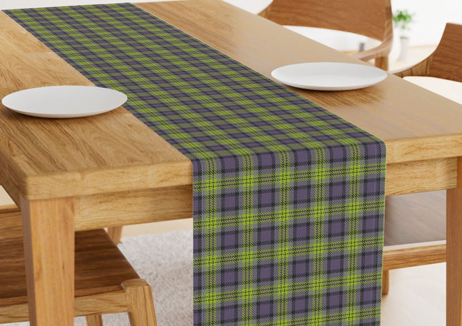 A slightly creased piece of fabric featuring a modern tartan design by lenes_linien.