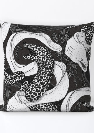 A slightly creased piece of fabric featuring eerie undulating sea eels intertwined.