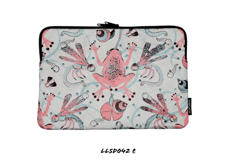 A slightly creased piece of fabric showing an art nouveau inspired frog pond design with fluid lines by lenes_linien