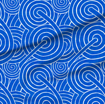 A slightly creased piece of fabric featuring a design of interlocking, sophisticated textured spirals by lenes_linien