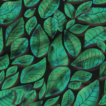 A slightly creased piece of fabric featuring a design of fallen, veined leaves hand-drawn by lenes_linien