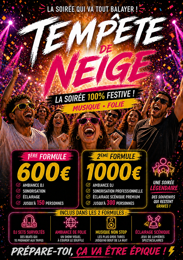 Soirée Tempête de Neige avec DJ pour camping – Seb Events Animation
