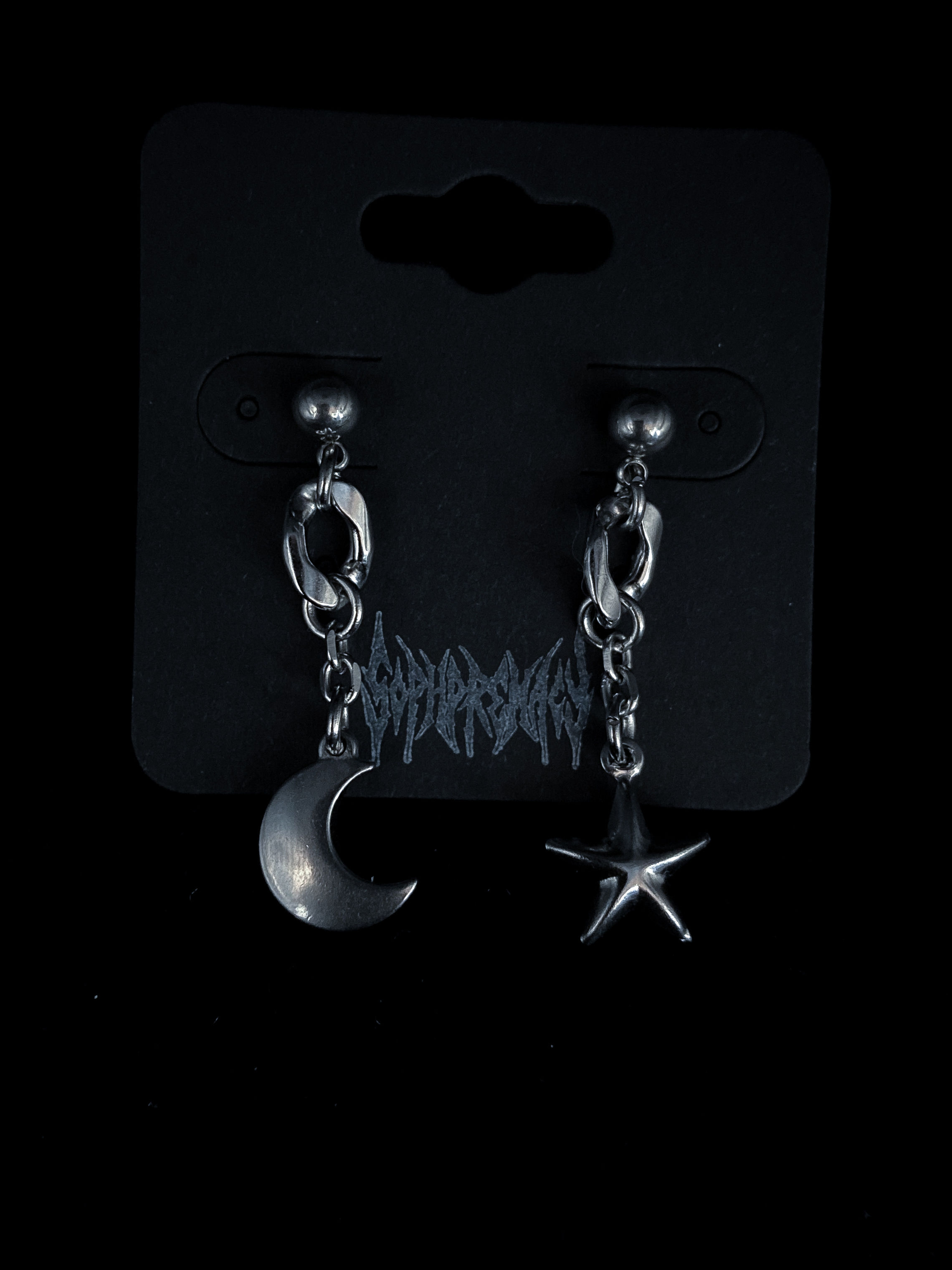 Moon and Star Chain Earrings