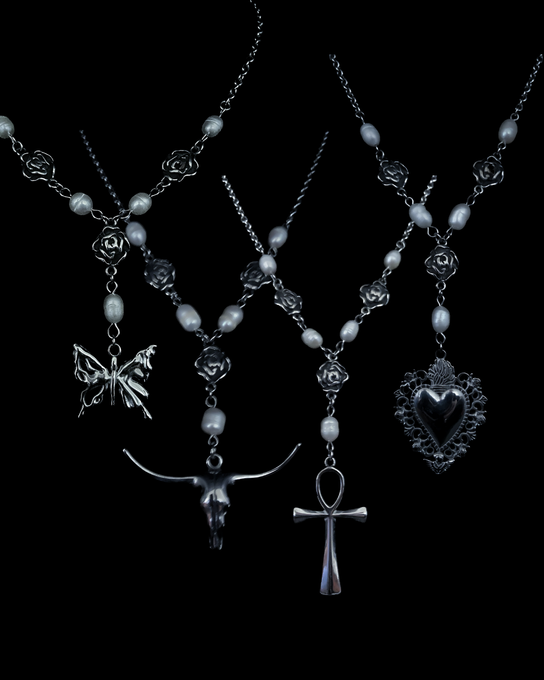 Rose and Pearl Necklace