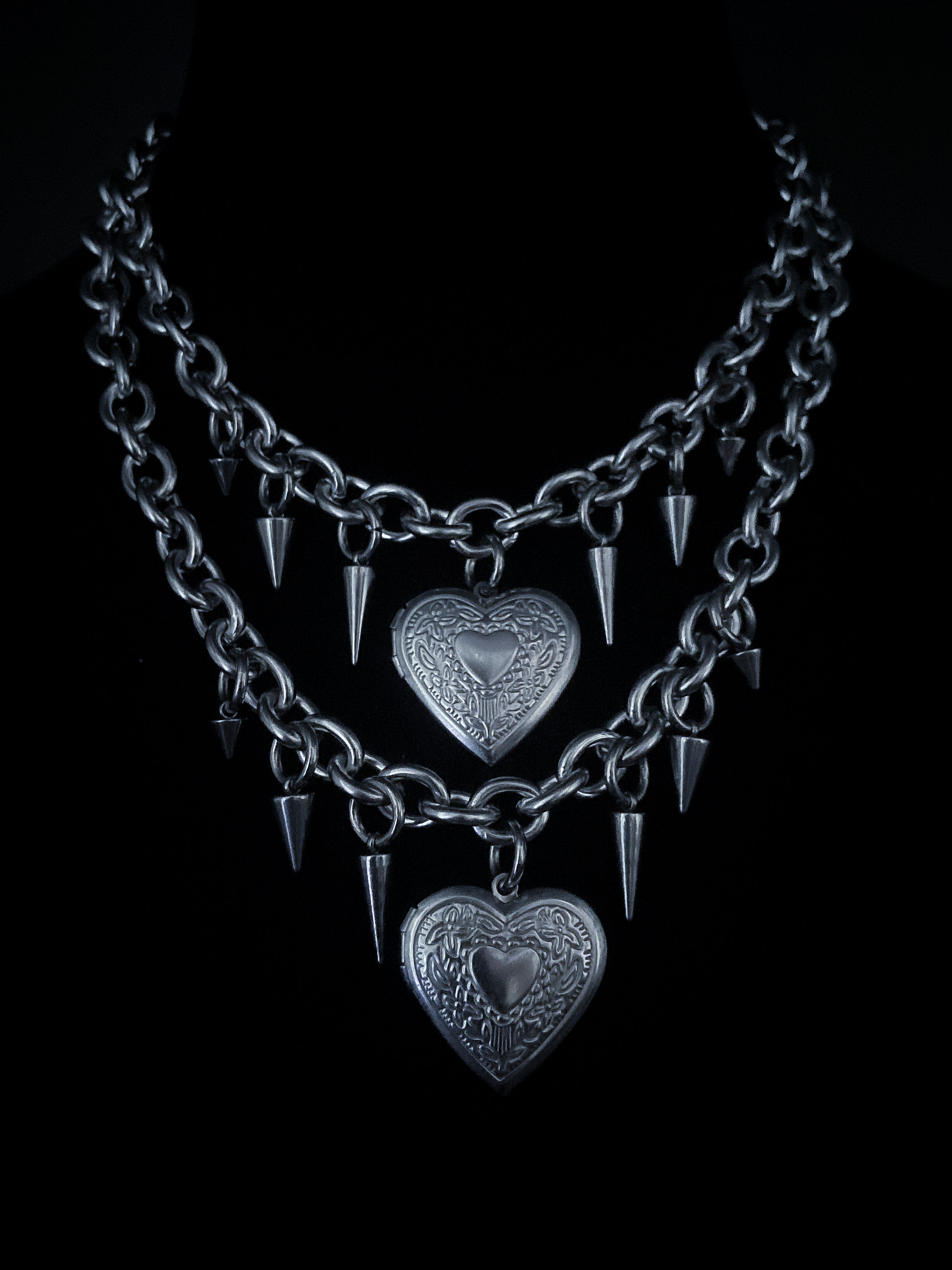 Heart Locket and Spike Necklace
