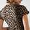 Thumbnail: Leopard Print Spandex T-Shirt With Bow Detail