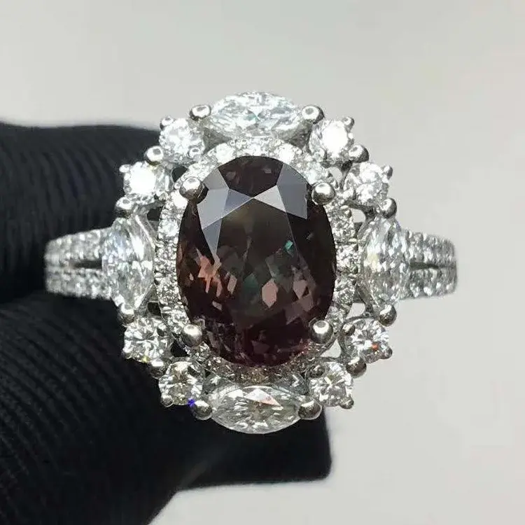 Thumbnail: SGARIT GIA CERTIFICATED Precious Rare Gem Ring Jewelry PT900 Real Gold 2.12ct