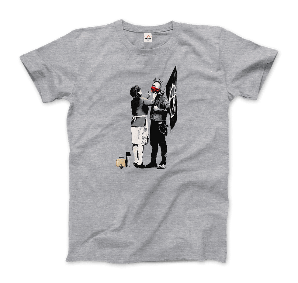 थंबनेल: Banksy Anarchist Punk and His Mother Artwork T-Shirt