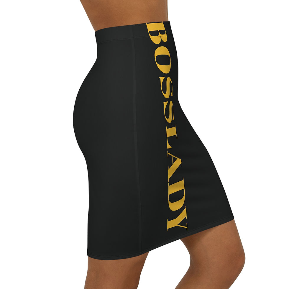 थंबनेल: Boss Lady Women's Mid-Waist Pencil Skirt black/yellow