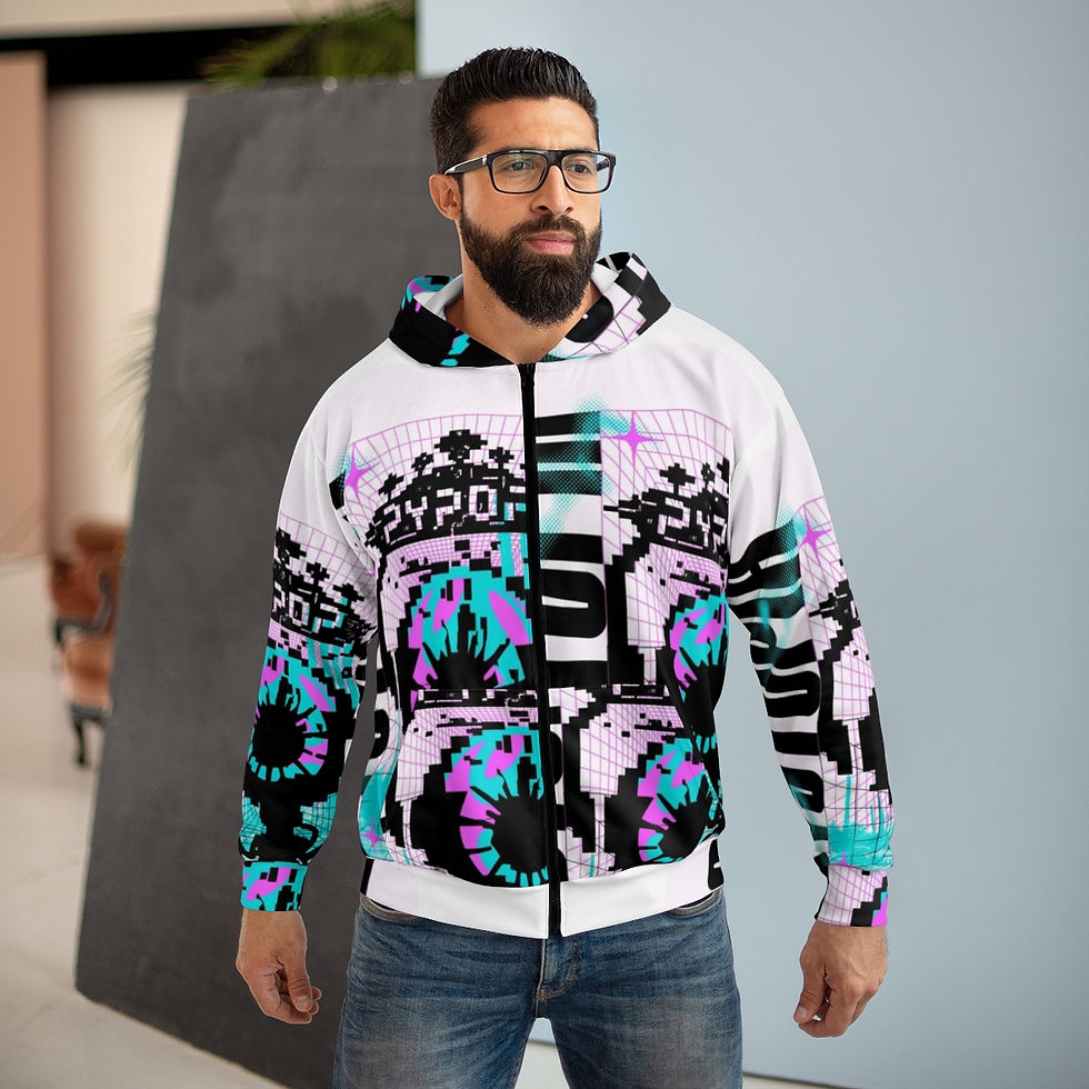 Miniatyrbilde: Dystopian Unisex Zip Hoodie by Studio Sandman