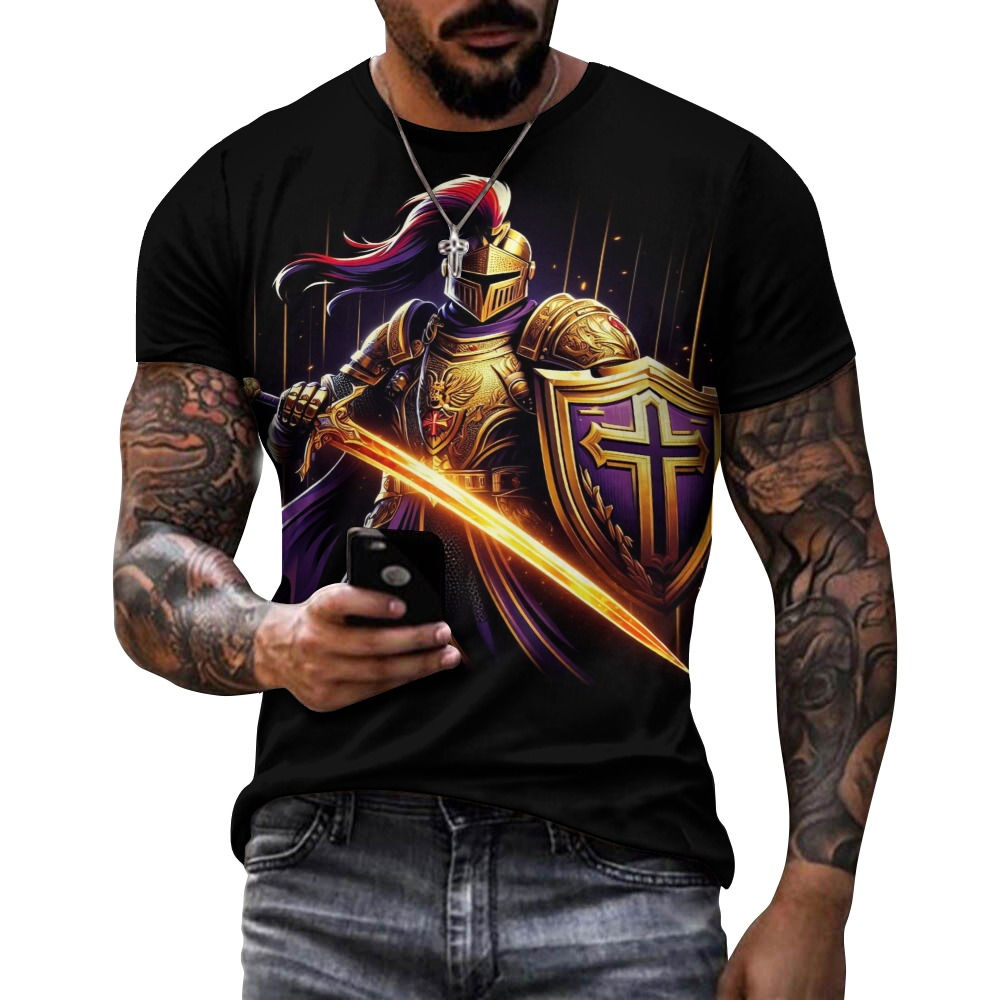 Men's Bold Templar Knight Cotton T-Shirts