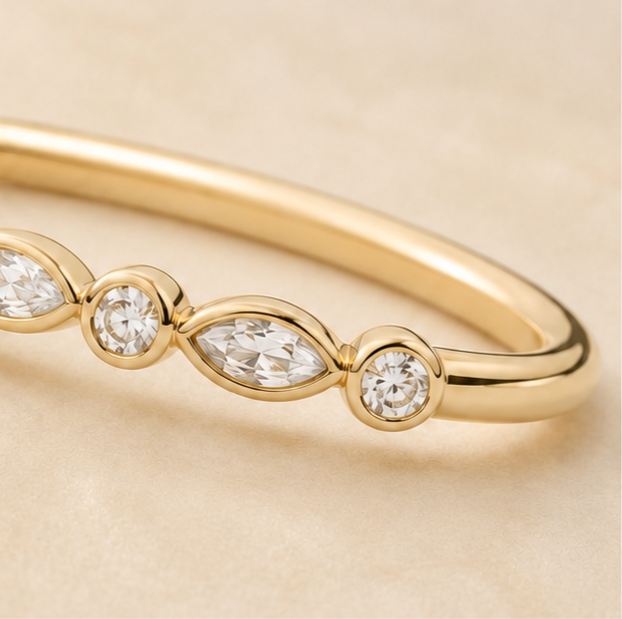 Thumbnail: Celestial Pavé Marquise Cuff Ring