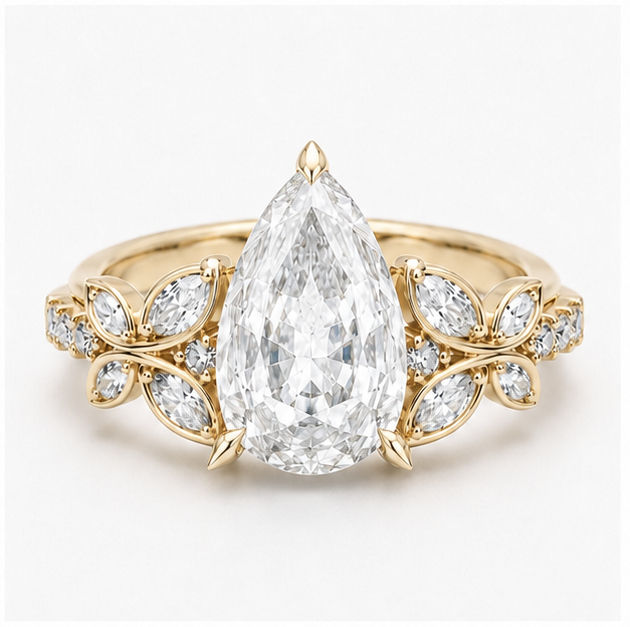The Celestial Pear & Pavé Diamond Ring