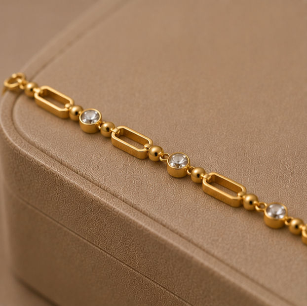Thumbnail: Solitaire Crystal Toggle Chain Bracelet