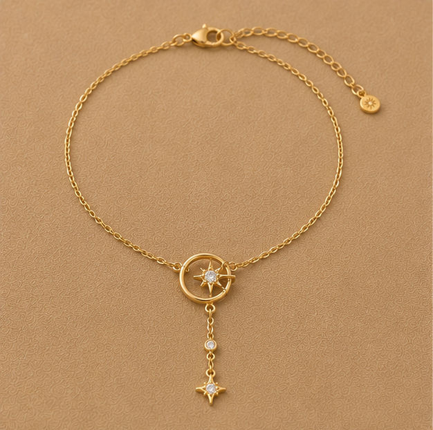 Celestial North Star Medallion Drop Necklace