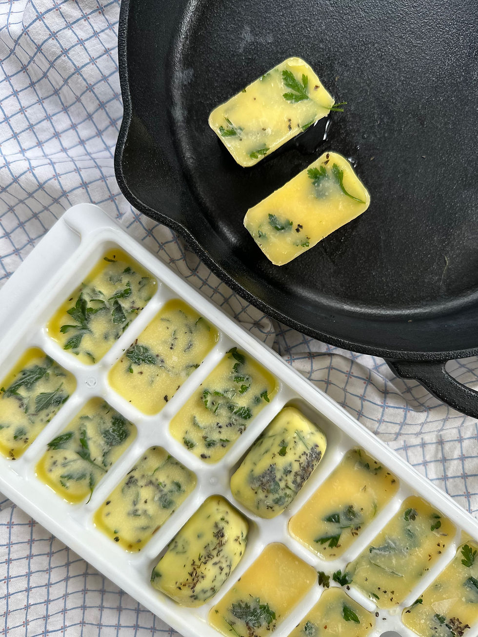 melting the herb ice cube