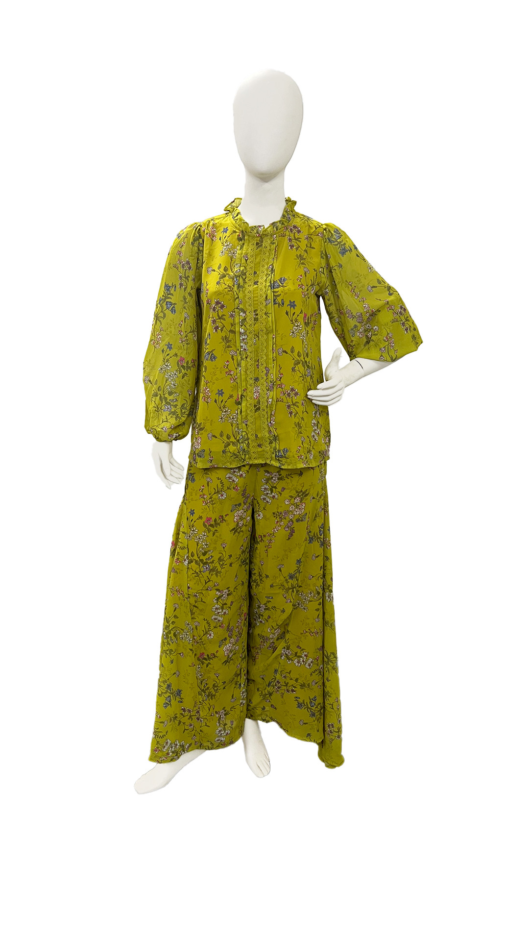 Lime Green Floral Two Piece Set