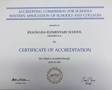 Keaukaha Elementary Certificate of Accreditation