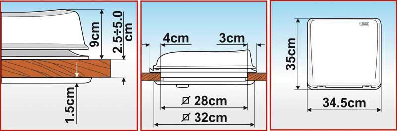 Miniaturbild: Kurbeldachhaube Fiamma Vent 28x28cm mit 12 Volt