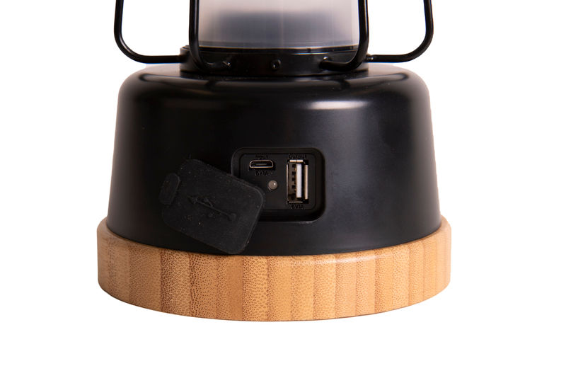 Miniaturbild: Campingleuchte LIGHTHOUSE, dimmbar, Bambus+Edelstahl, Lithium-Akku