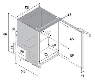 Miniaturbild: Vitrifrigo Kompressor-Kühlschrank C115i CHR - 115 l - Grau