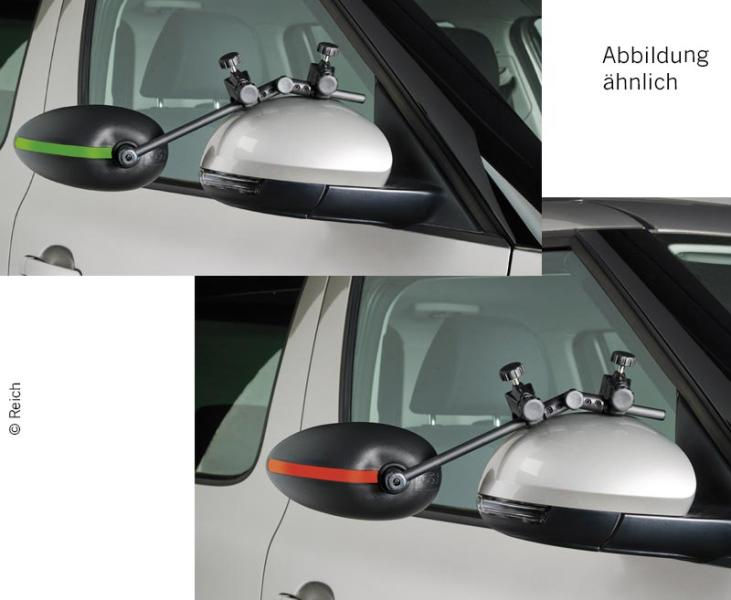 Miniaturbild: Speed Fix Aufsteckspiegel XXL Flachglas 2er Set,farbige Sicherh.streif