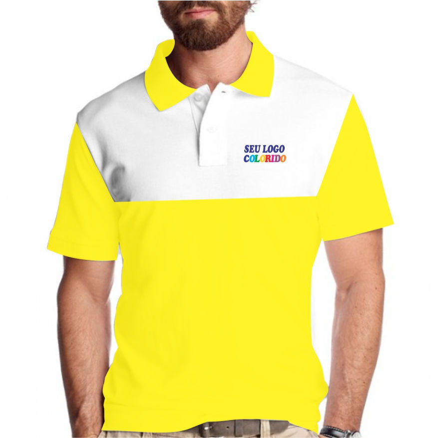 Miniatura: Pólo Promocional Bicolor Com Estampas Coloridas