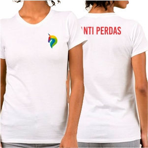 Miniatura: Baby Look Básica com Logo na Frente e Texto nas Costas - Várias Cores