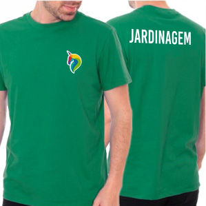 Miniatura: Camiseta Básica com Logo na Frente e Texto nas Costas - Várias Cores