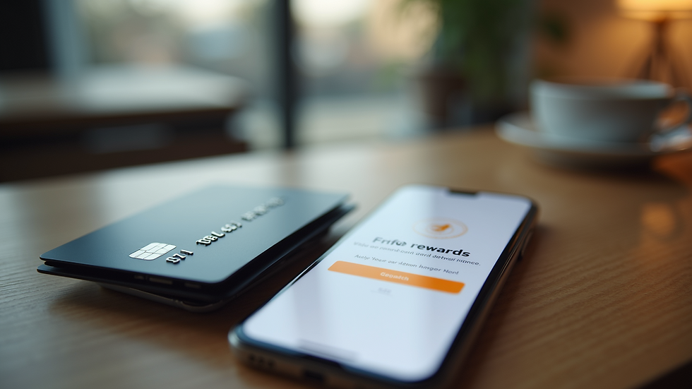 Close-up view of a credit card and a smartphone displaying a referral rewards notification