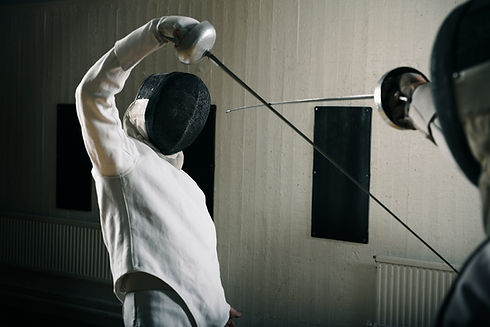 Fencers in combat